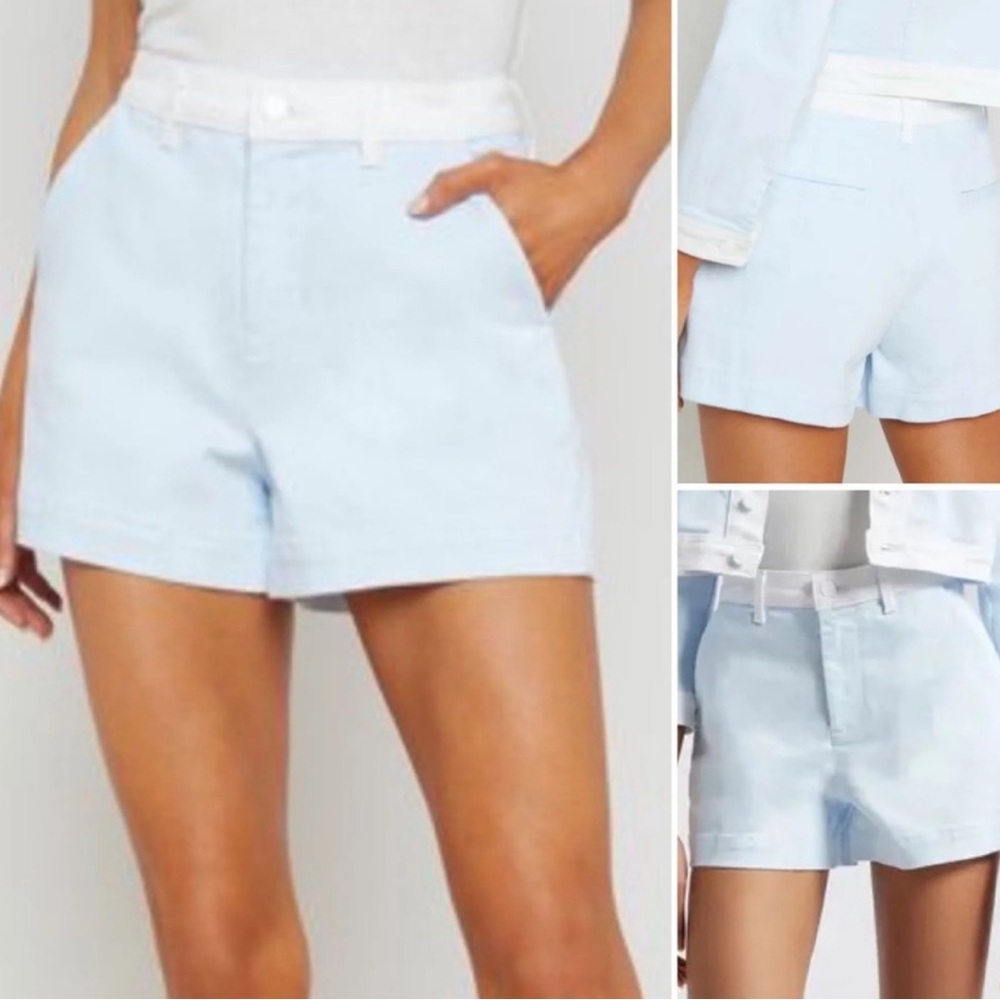 L'AGENCE Light Blue and White Women's Shorts NWOT